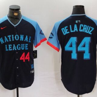 Men's National League #44 Elly De La Cruz Navy 2024 All-Star Limited Stitched Baseball Jerseys