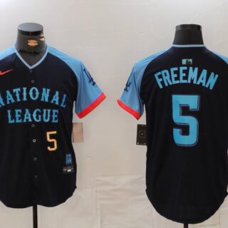 Men's National League #5 Freddie Freeman Navy 2024 All-Star Limited Stitched Baseball Jerseys