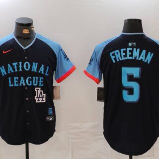 Men's National League #5 Freddie Freeman Navy 2024 All-Star Limited Stitched Baseball Jerseys
