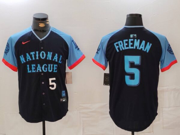 Men's National League #5 Freddie Freeman Navy 2024 All-Star Limited Stitched Baseball Jerseys