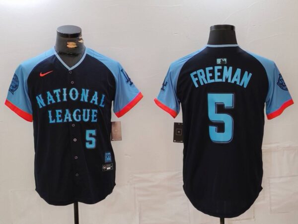 Men's National League #5 Freddie Freeman Navy 2024 All-Star Limited Stitched Baseball Jerseys