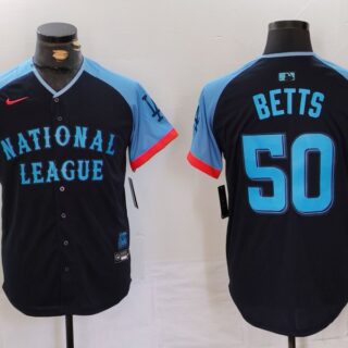 Men's National League #50 Mookie Betts Navy 2024 All-Star Limited Stitched Baseball Jerseys