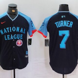Men's National League #7 Trea Turner Navy 2024 All-Star Limited Stitched Baseball Jerseys