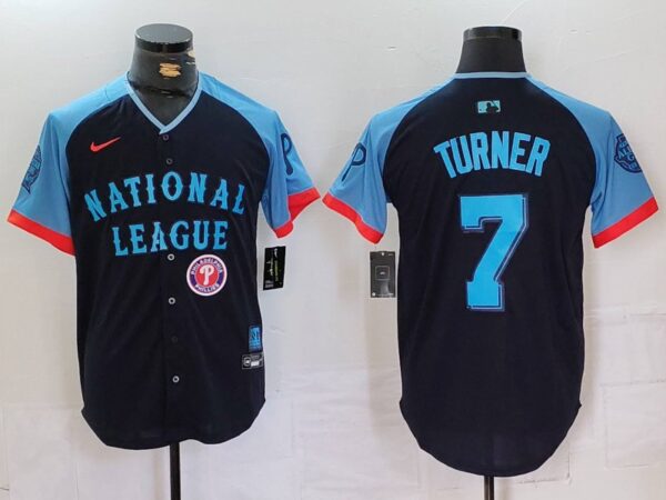 Men's National League #7 Trea Turner Navy 2024 All-Star Limited Stitched Baseball Jerseys