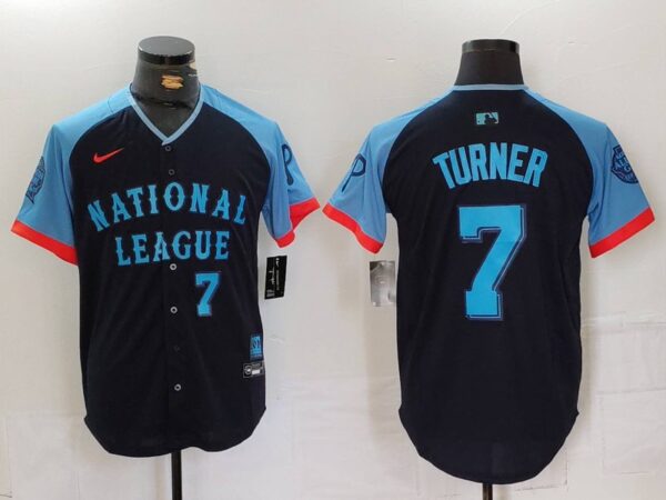 Men's National League #7 Trea Turner Navy 2024 All-Star Limited Stitched Baseball Jerseys