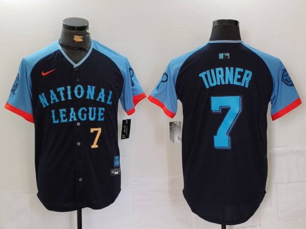 Men's National League #7 Trea Turner Navy 2024 All-Star Limited Stitched Baseball Jerseys