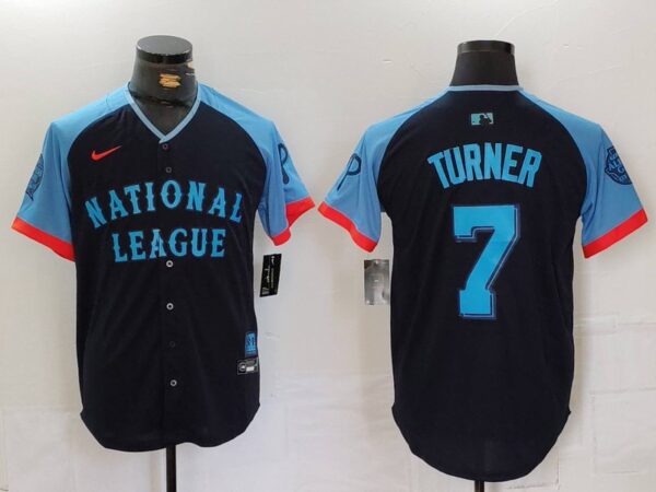 Men's National League #7 Trea Turner Navy 2024 All-Star Limited Stitched Baseball Jerseys