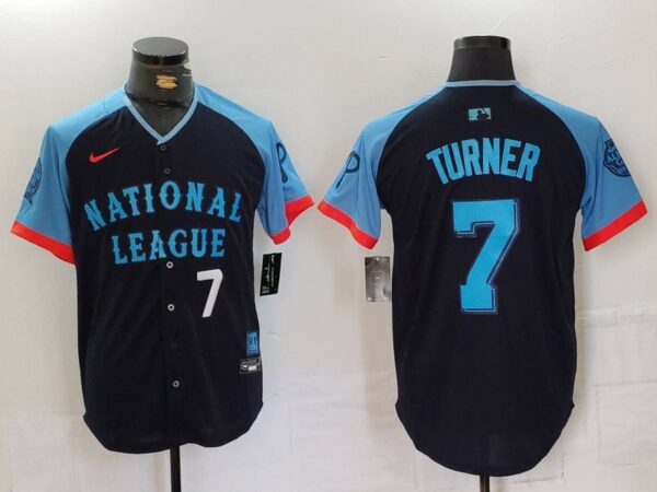 Men's National League #7 Trea Turner Navy 2024 All-Star Limited Stitched Baseball Jerseys