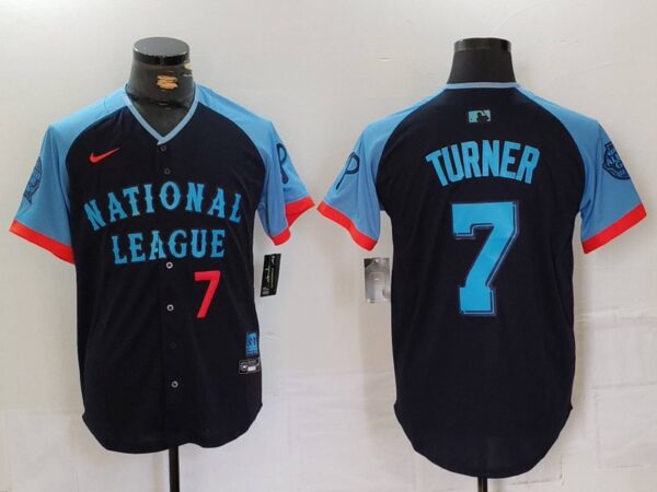 Men's National League #7 Trea Turner Navy 2024 All-Star Limited Stitched Baseball Jerseys
