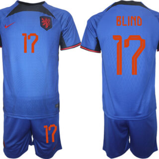 Men's Netherlands #17 Blind Royal Away Soccer Jersey Suit