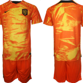 Men's Netherlands Blank Orange Home Soccer Jersey Suit 1