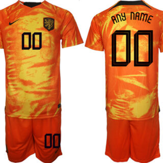 Men's Netherlands Custom Orange Home Soccer Jersey Suit
