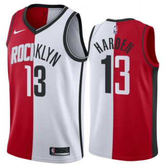 Men's Nets Rockets #13 James Harden Jersey Past and Present MVP Red White Split Edition