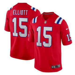 Men's New England Patriots #15 Ezekiel Elliott Red Stitched Game Jersey