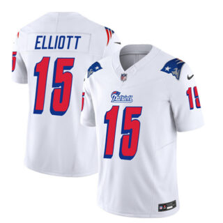 Men's New England Patriots #15 Ezekiel Elliott White 2023 F.U.S.E. Throwback Limited Stitched Football Jersey