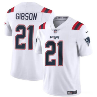 Men's New England Patriots #21 Antonio Gibson White Vapor Limited Stitched Football Jersey