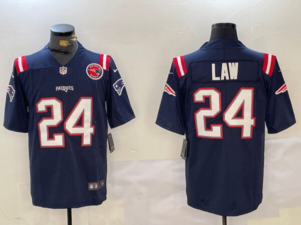 Men's New England Patriots #24 Ty Law Navy Vapor Limited Stitched Football Jerseys