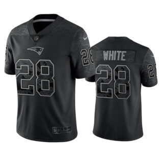 Men's New England Patriots #28 James White Black Reflective Limited Stitched Football Jersey