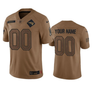 Men's New England Patriots Active Player Custom 2023 Brown Salute To Setvice Limited Stitched Football Jersey