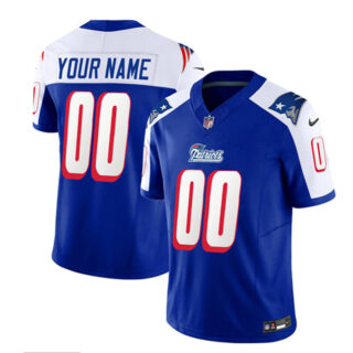 Men's New England Patriots Active Player Custom Blue White 2023 F.U.S.E. Throwback Limited Stitched Football Jersey