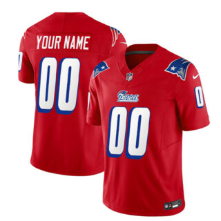 Men's New England Patriots Active Player Custom Red 2023 F.U.S.E. Throwback Limited Stitched Football Jersey