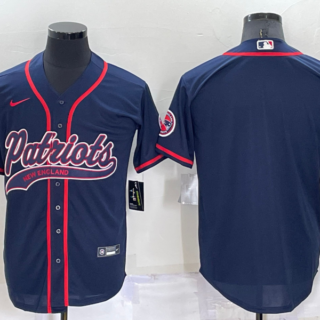 Men's New England Patriots Blank Navy Cool Base Stitched Baseball Jersey