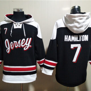 Men's New Jersey Devils #7 Dougie Hamilton Black White Ageless Must-Have Lace-Up Pullover Hoodie
