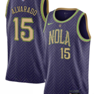 Men's New Orleans Pelicans #15 Jose Alvarado Purple 2024-25 City Ediiton Stitched Basketball Jersey