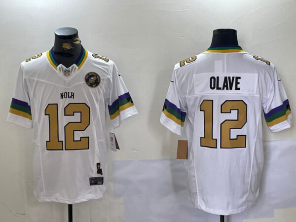 Men's New Orleans Saints #12 Chris Olave BlackWhite 1987 Legacy Cool Base Stitched Baseball Jerseys