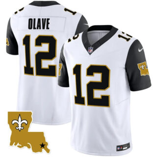 Men's New Orleans Saints #12 Chris Olave White Black 2023 F.U.S.E. 1987 Legacy Vapor Stitched Jersey