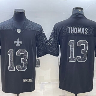 Men's New Orleans Saints #13 Michael Thomas Black Reflective Limited Stitched Football Jersey