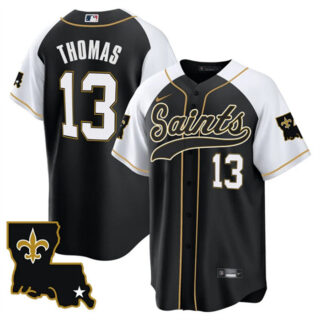 Men's New Orleans Saints #13 Michael Thomas Black White 1987 Legacy Cool Base Stitched Baseball Jersey