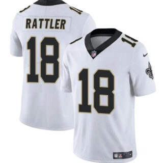 Men's New Orleans Saints #18 Spencer Rattler White Vapor Limited Stitched Football Jersey