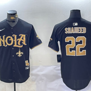 Men's New Orleans Saints #22 Rashid Shaheed Black Cool Base Stitched Baseball Jerseys