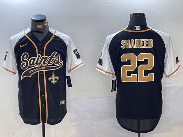 Men's New Orleans Saints #22 Rashid Shaheed BlackWhite 1987 Legacy Cool Base Stitched Baseball Jerseys