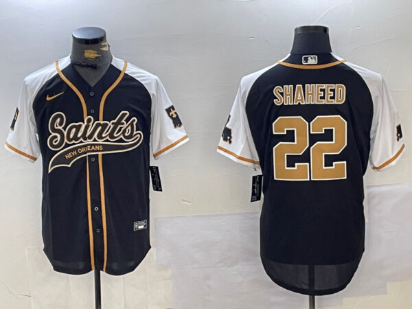 Men's New Orleans Saints #22 Rashid Shaheed BlackWhite 1987 Legacy Cool Base Stitched Baseball Jerseys
