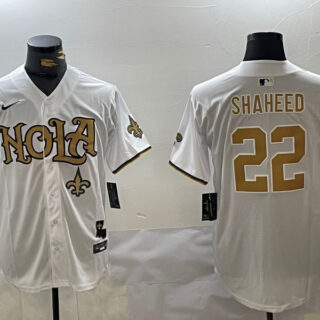Men's New Orleans Saints #22 Rashid Shaheed White Cool Base Stitched Baseball Jerseys