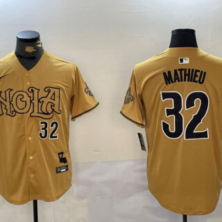 Men's New Orleans Saints #32 Tyrann Mathieu yellow Cool Base Stitched Baseball Jerseys