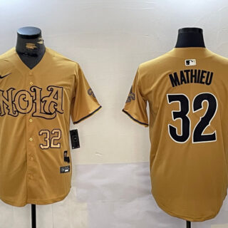 Men's New Orleans Saints #32 Tyrann Mathieu yellow Cool Base Stitched Baseball Jerseys