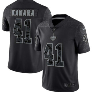 Men's New Orleans Saints #41 Alvin Kamara Black Reflective Limited Stitched Football Jersey