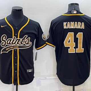 Men's New Orleans Saints #41 Alvin Kamara Black Stitched MLB Cool Base Nike Baseball Jersey