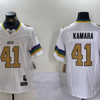 Men's New Orleans Saints #41 Alvin Kamara White 1987 Legacy Cool Base Stitched Baseball Jersey