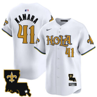 Men's New Orleans Saints #41 Alvin Kamara White Cool Base Stitched Baseball Jersey