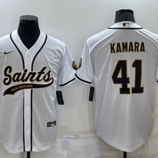 Men's New Orleans Saints #41 Alvin Kamara White Stitched MLB Cool Base Nike Baseball Jersey