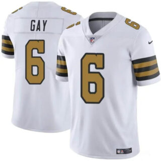 Men's New Orleans Saints #6 Willie Gay White Color Rush Limited Stitched Football Jersey