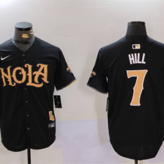 Men's New Orleans Saints #7 Taysom Hill Black Cool Base Stitched Baseball Jersey