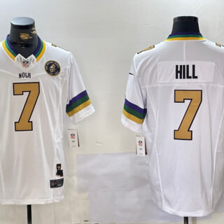 Men's New Orleans Saints #7 Taysom Hill White 2024 F.U.S.E. Vapor Limited Stitched Jerseys