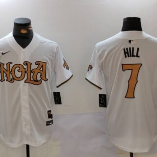 Men's New Orleans Saints #7 Taysom Hill White Cool Base Stitched Baseball Jersey