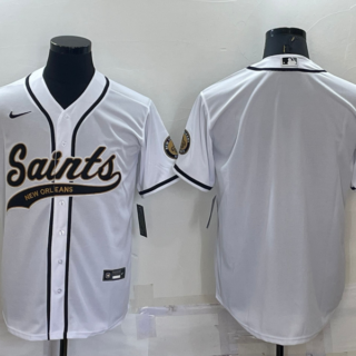 Men's New Orleans Saints Blank White Cool Base Stitched Baseball Jersey