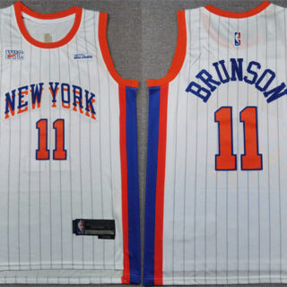 Men's New Yok Knicks #11 Jalen Brunson White 2024-25 City Edition Stitched Basketball Jersey